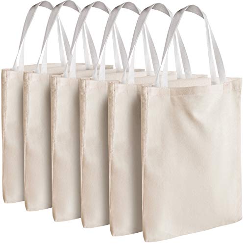 12 Pack Blank Canvas Tote Bags Bulk Shopping Bag for Crafts with 1