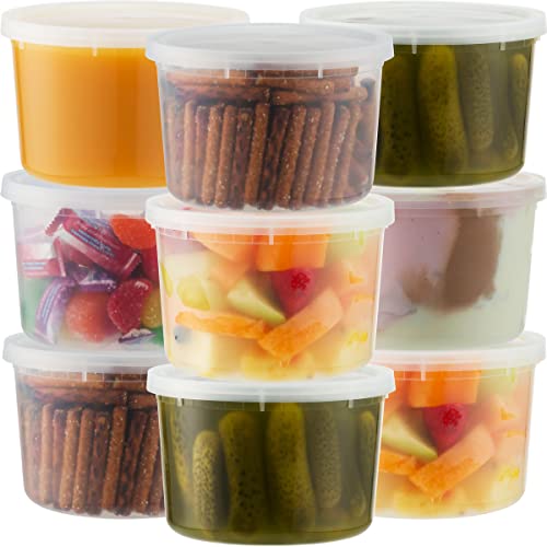 16 oz Pint Deli Plastic Food Microwavable Storage Containers With