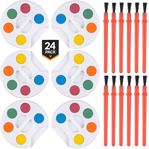 ArtCreativity Mini Paint Sets - Pack of 12 - Five Watercolors in Tray with  Brush - Crafts, Supplies, School, Party Favor, Kids' Prize